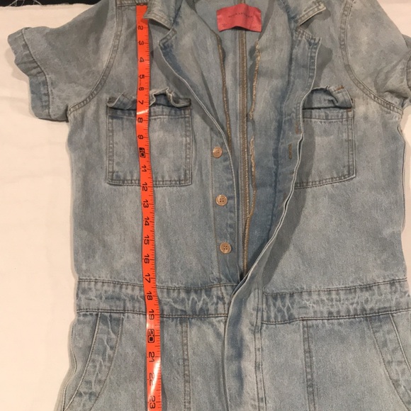 Dressed In LALA “Willa Denim Jumpsuit” Short Sleeve Pockets S/M - Picture 15 of 16